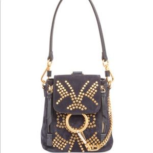 CHLOE Faye Mini Studded Black leather backpack